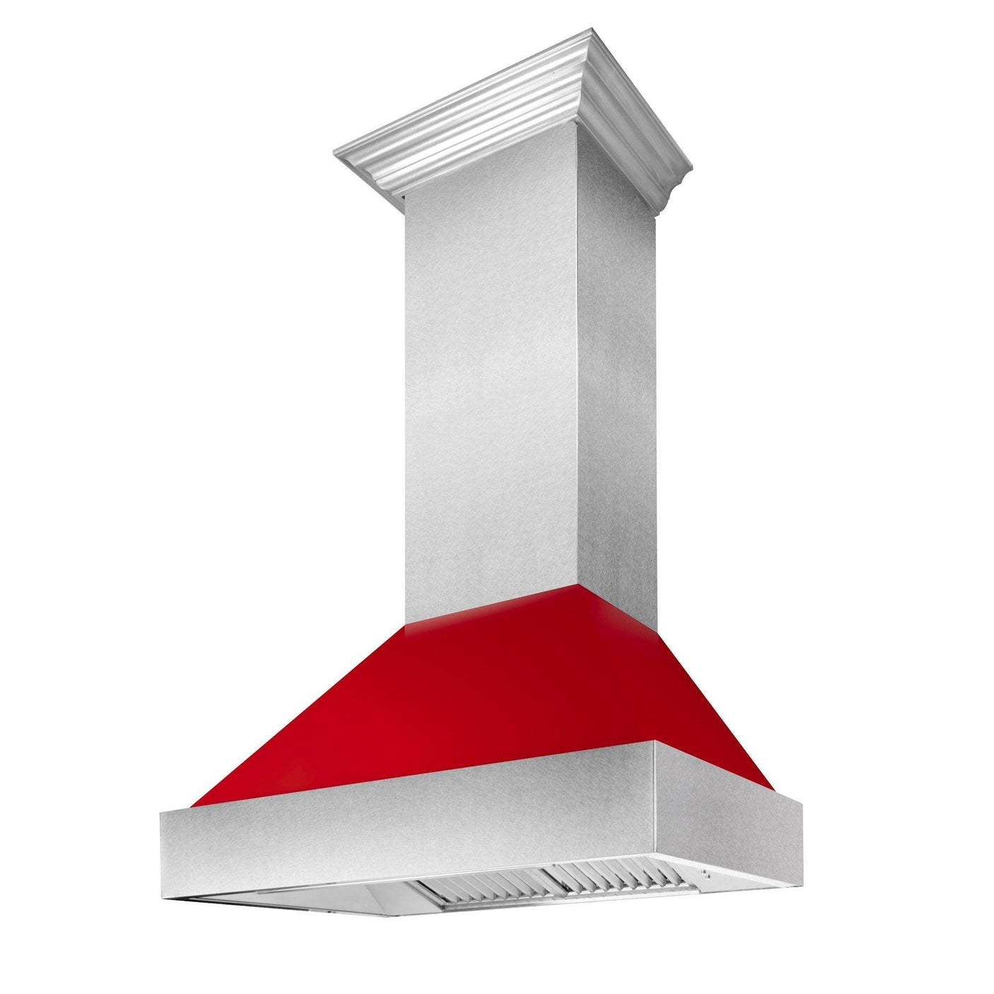 ZLINE Ducted DuraSnow Stainless Steel Range Hood with Red Gloss Shell (8654RG)