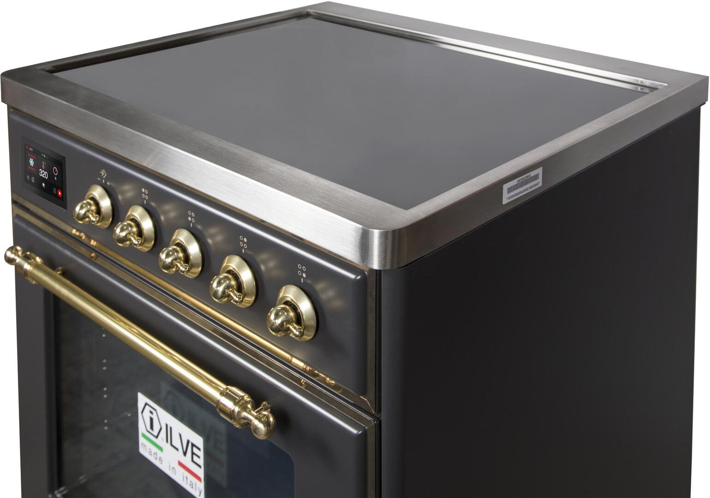 Majestic II 30 Inch Electric Freestanding Range in Matte Graphite with Brass Trim