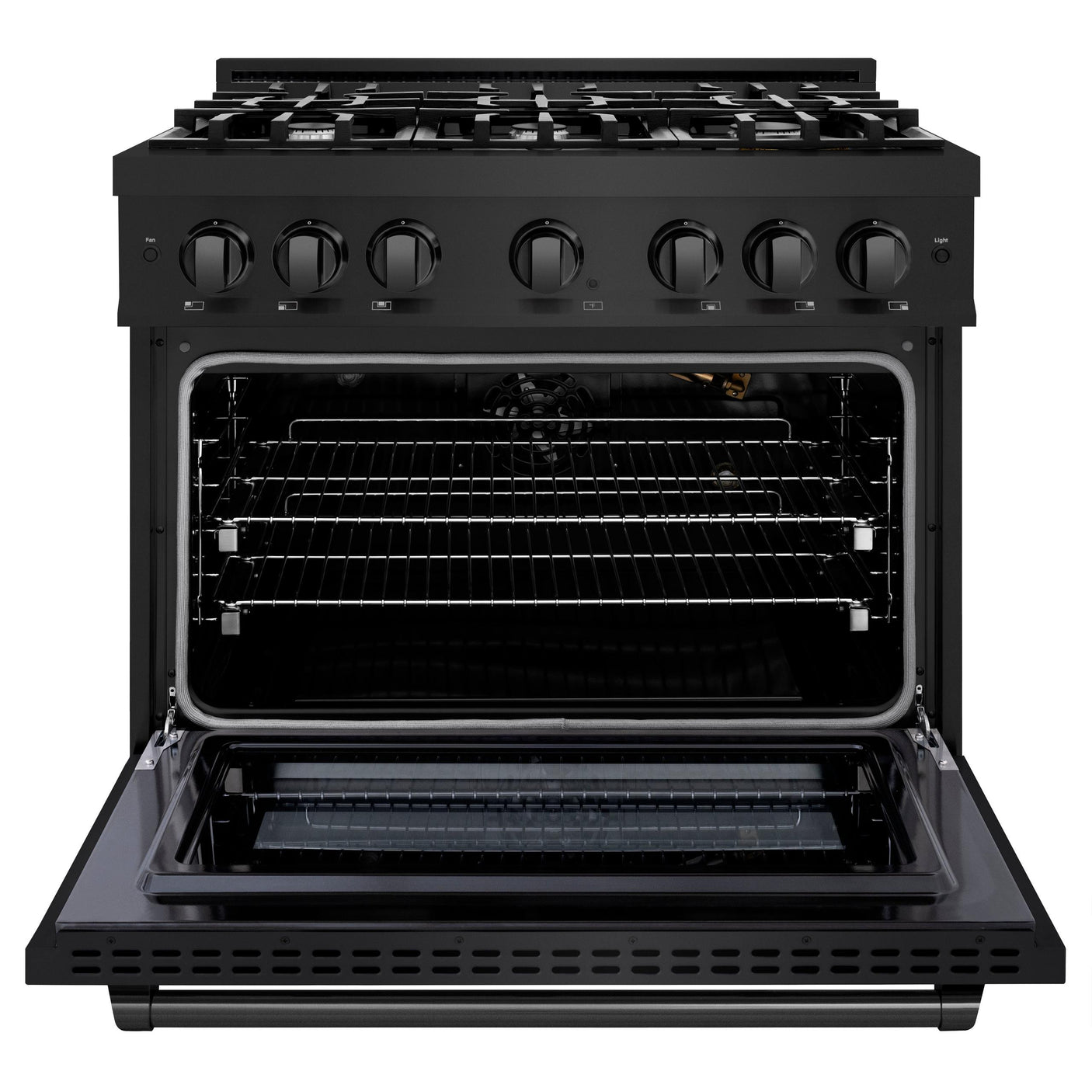 ZLINE 36 in. 5.2 cu. ft. Select Gas Range with 6 Burner Cooktop and Convection Gas Oven in Black Stainless Steel (HGRB-36)