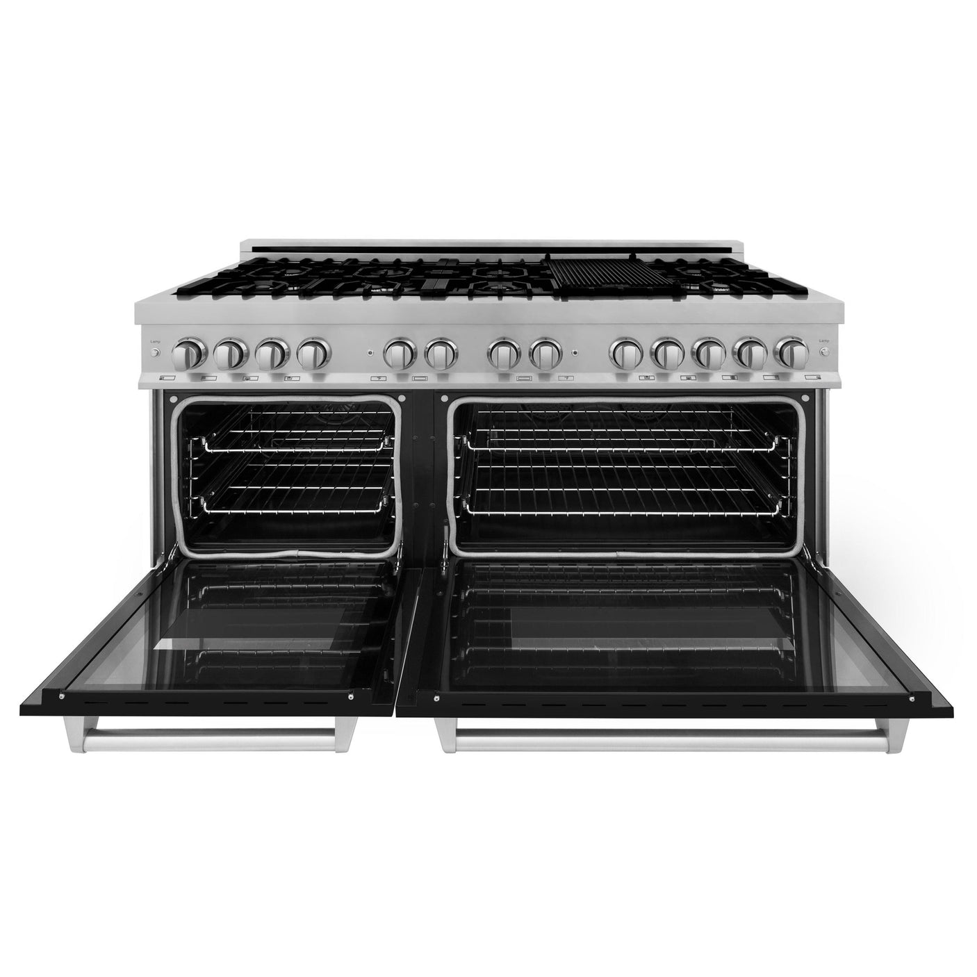 ZLINE 60 in. 7.4 cu. ft. Dual Fuel Range with Gas Stove and Electric Oven in DuraSnow Stainless Steel and Colored Door Options (RAS-60) [Color: DuraSnow Stainless Steel with Black Matte Door]