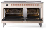 Nostalgie II 60 Inch Dual Fuel Natural Gas Freestanding Range in Antique White with Copper Trim