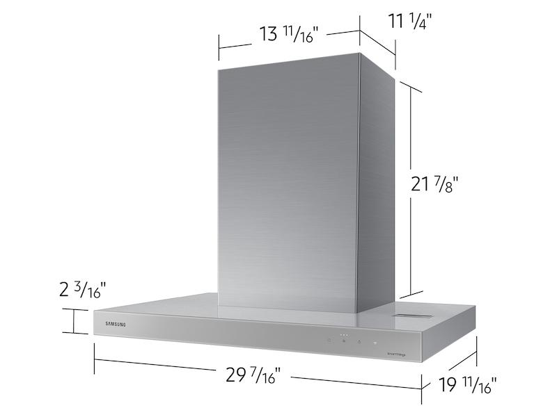 30" Bespoke Smart Wall Mount Hood in Clean Grey