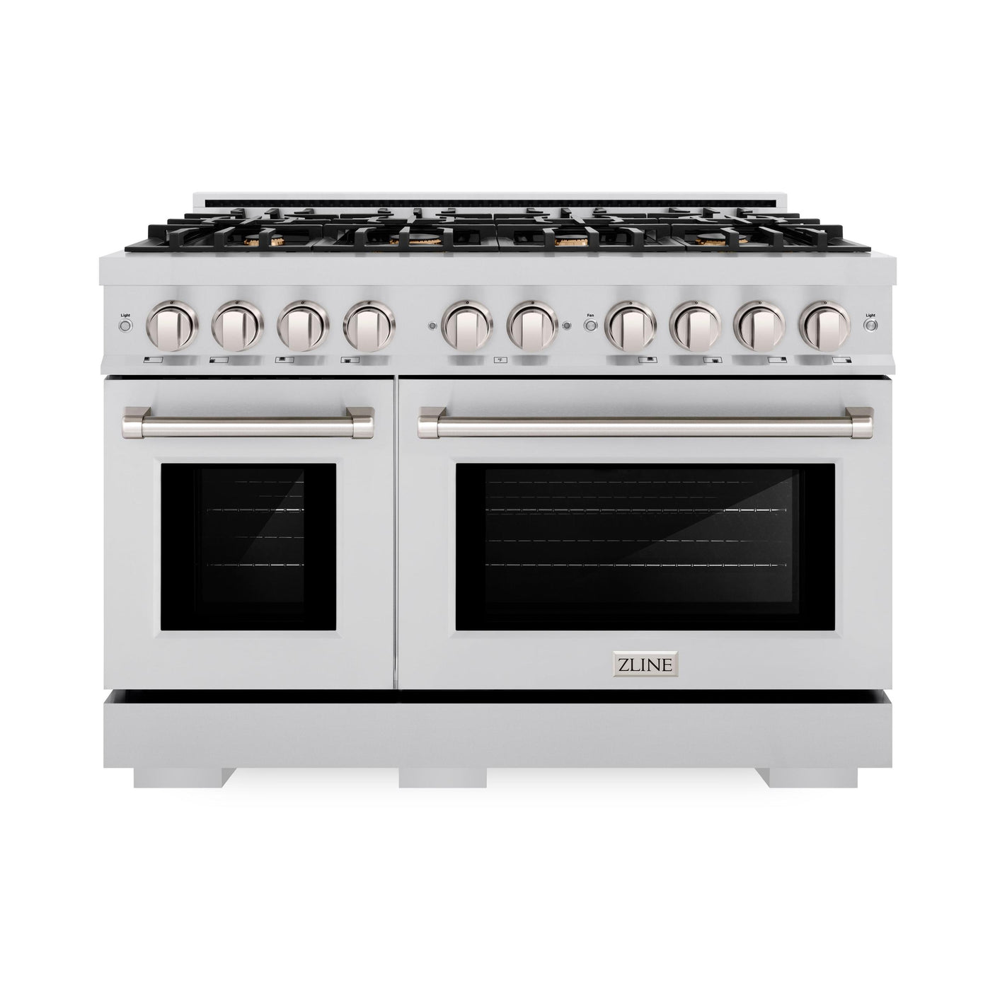 ZLINE 48 in. 6.7 cu. ft. Select Double Oven Gas Range in Stainless Steel with 8 Brass Burners (HGR-BR-48)