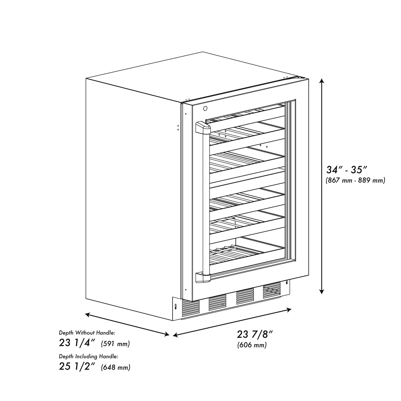 ZLINE 24 In. Touchstone Wine Cooler with Stainless Steel Glass Door and Champagne Bronze Handle (RWDOZ-GS-24-CB)