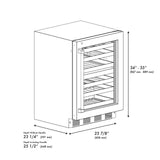 ZLINE 24 In. Touchstone Wine Cooler with Stainless Steel Glass Door and Champagne Bronze Handle (RWDOZ-GS-24-CB)