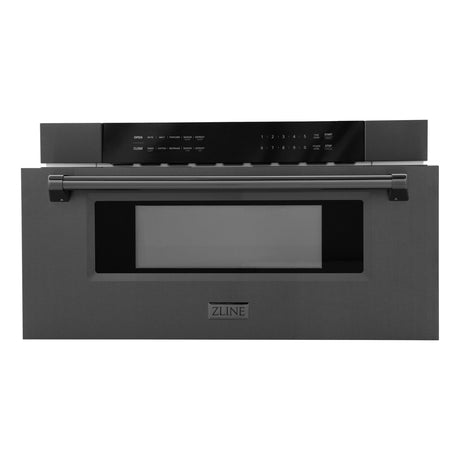 ZLINE 30" Microwave Drawer in Black Stainless Steel with Traditional Handle (MWD-30-BS)