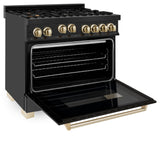 ZLINE Autograph Edition 36" 4.6 cu. ft. Range with Gas Stove and Gas Oven in Black Stainless Steel with Accents (RGBZ-36) [Size: Champagne Bronze]