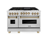 ZLINE Autograph Edition 48" 6.0 cu. ft. Range with Gas Stove and Gas Oven in DuraSnow Stainless Steel with Accents (RGSZ-SN-48) [Color: Champagne Bronze]