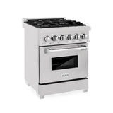 ZLINE 24 in. Professional Dual Fuel Range in DuraSnow Stainless Steel with Color Door Options (RAS-SN-24) [Color: DuraSnow]