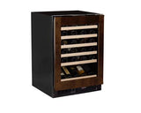 24" High Efficiency Single Zone Wine Cellar - Smooth Black Frame Glass Door - Left Hinge