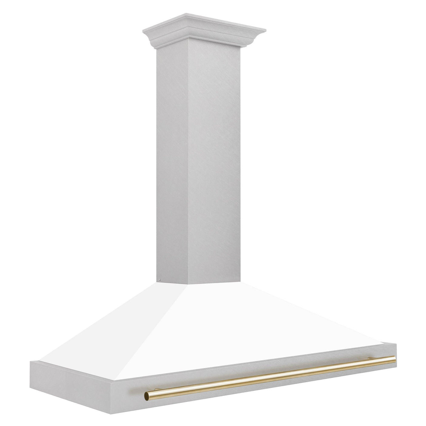 ZLINE 48 in. Autograph Edition DuraSnow Stainless Steel Range Hood with White Matte Shell and Accented Handles (KB4SNZ-WM48) [Color: Gold Accents]