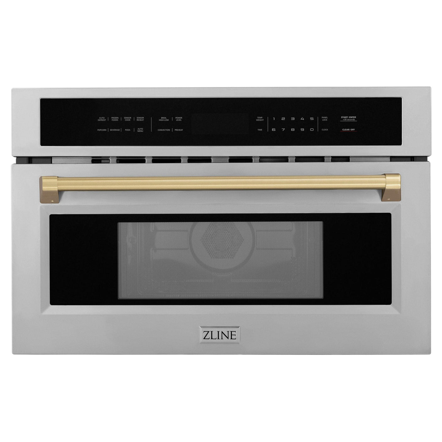 ZLINE 30" Autograph Microwave Oven in DuraSnow Stainless with Champagne Bronze Accents (MWOZ-30-SS-CB)