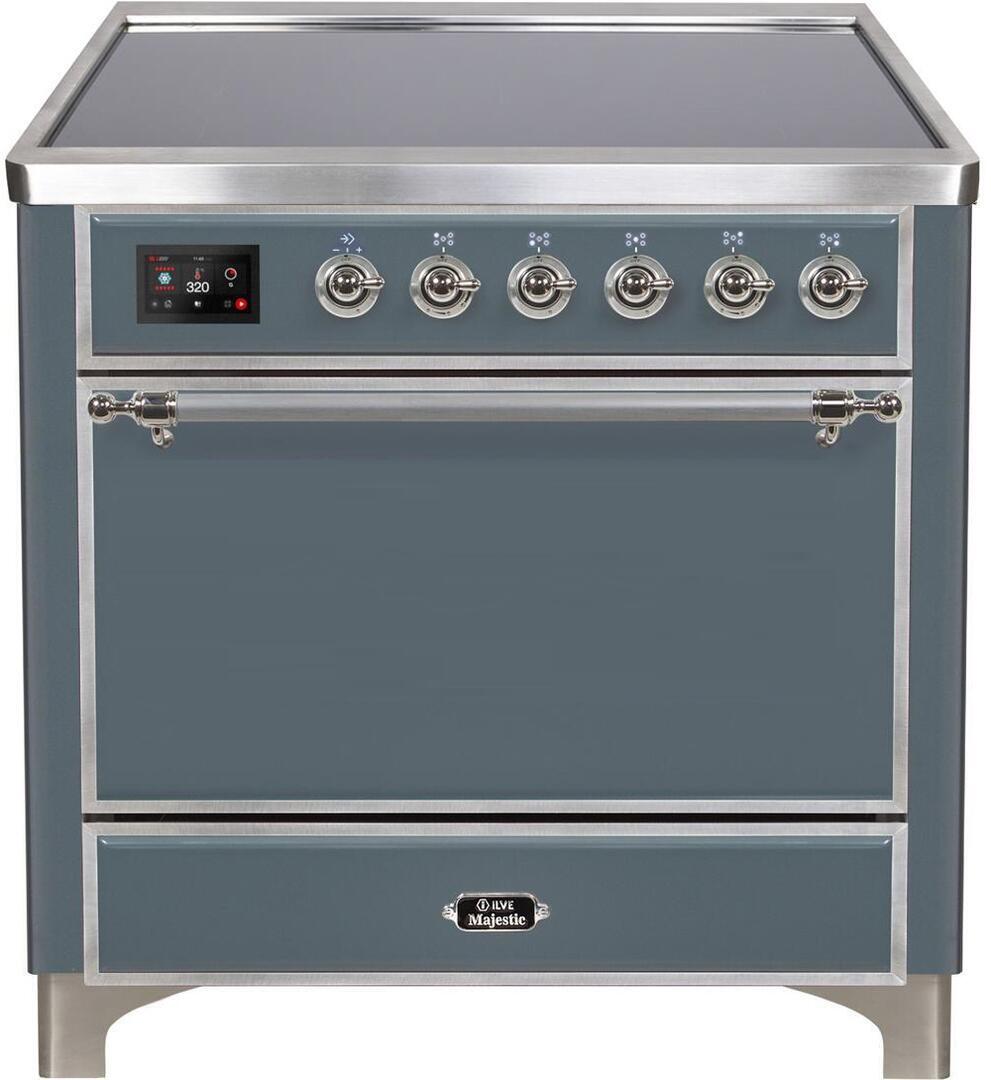 Majestic II 36 Inch Electric Freestanding Range in Blue Grey with Chrome Trim