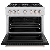 ZLINE 36 in. 5.2 cu. ft. Classic Dual Fuel Range with 6 Burner Gas Cooktop and Electric Convection Oven in DuraSnow' Stainless Steel (CDRS-36)