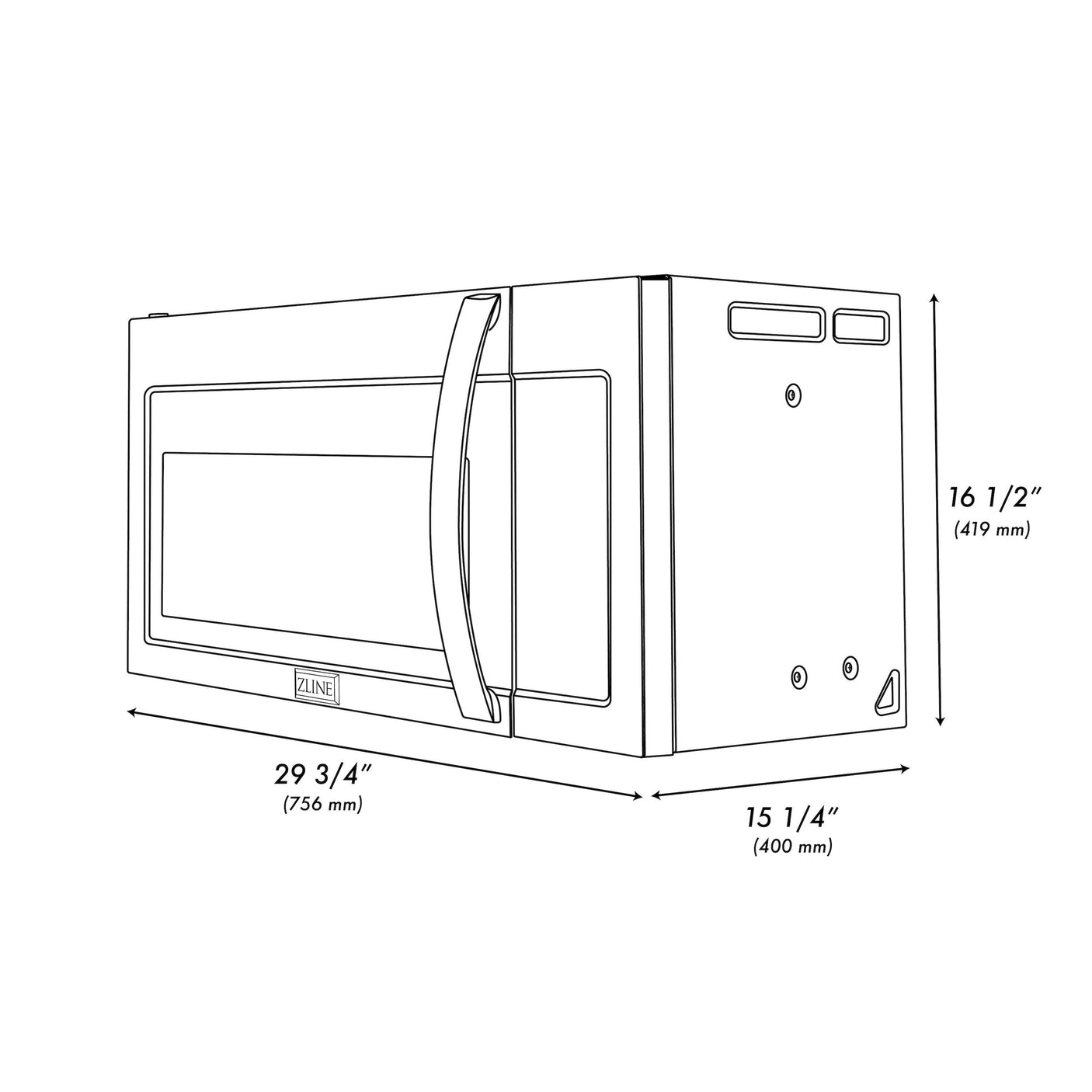 ZLINE Over the Range Convection Microwave Oven with Modern Handle and Color Options (MWO-OTR) [Color: Black Stainless Steel]