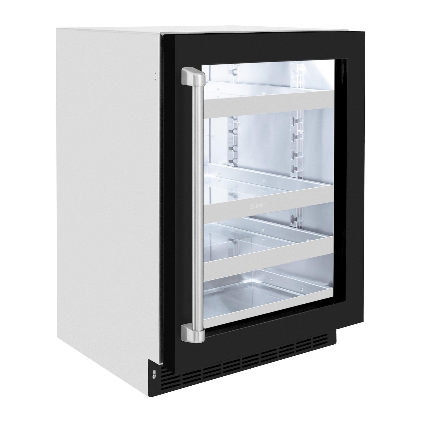 ZLINE 24 in. Touchstone 151 Can Beverage Fridge With Black Matte Glass Door (RBSO-BLM-24)