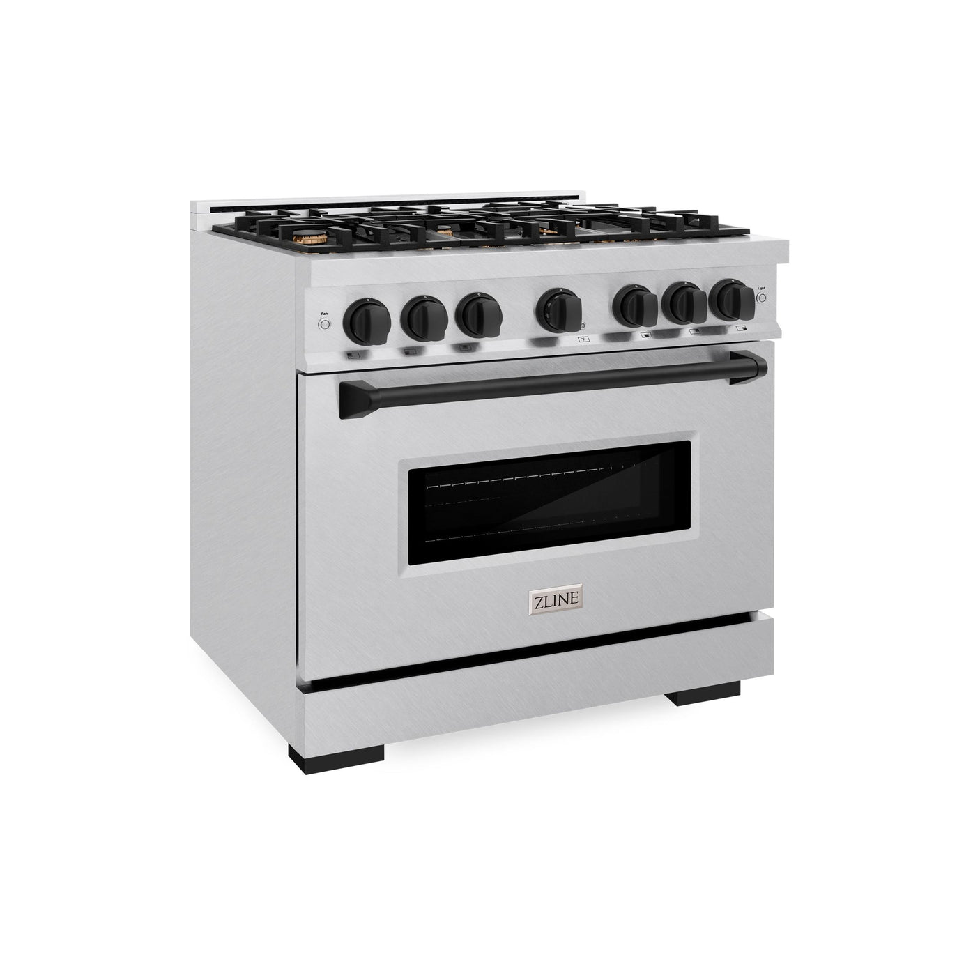 ZLINE Autograph Edition 36 in. 5.2 cu. ft. Classic Dual Fuel Range with 6 Burner Gas Cooktop and Electric Convection Oven in DuraSnow' Stainless Steel with Matte Black Accents (CDRSZ-36-MB)