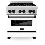 ZLINE Autograph Edition 30" 4.0 cu. ft. Dual Fuel Range with Gas Stove and Electric Oven in DuraSnow Stainless Steel with White Matte Door and Accents (RASZ-WM-30) [Color: Matte Black]