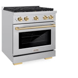 ZLINE Autograph Edition 30 in. 4.2 cu. ft. 4 Burner Gas Range with Convection Gas Oven in Stainless Steel and Polished Gold Accents (SGRZ-30-G)