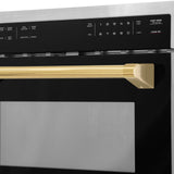 ZLINE Autograph Edition 24" 1.6 cu ft. Built-in Convection Microwave Oven in Stainless Steel and Polished Gold Accents (MWOZ-24-G)