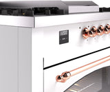 Nostalgie II 60 Inch Dual Fuel Liquid Propane Freestanding Range in White with Copper Trim