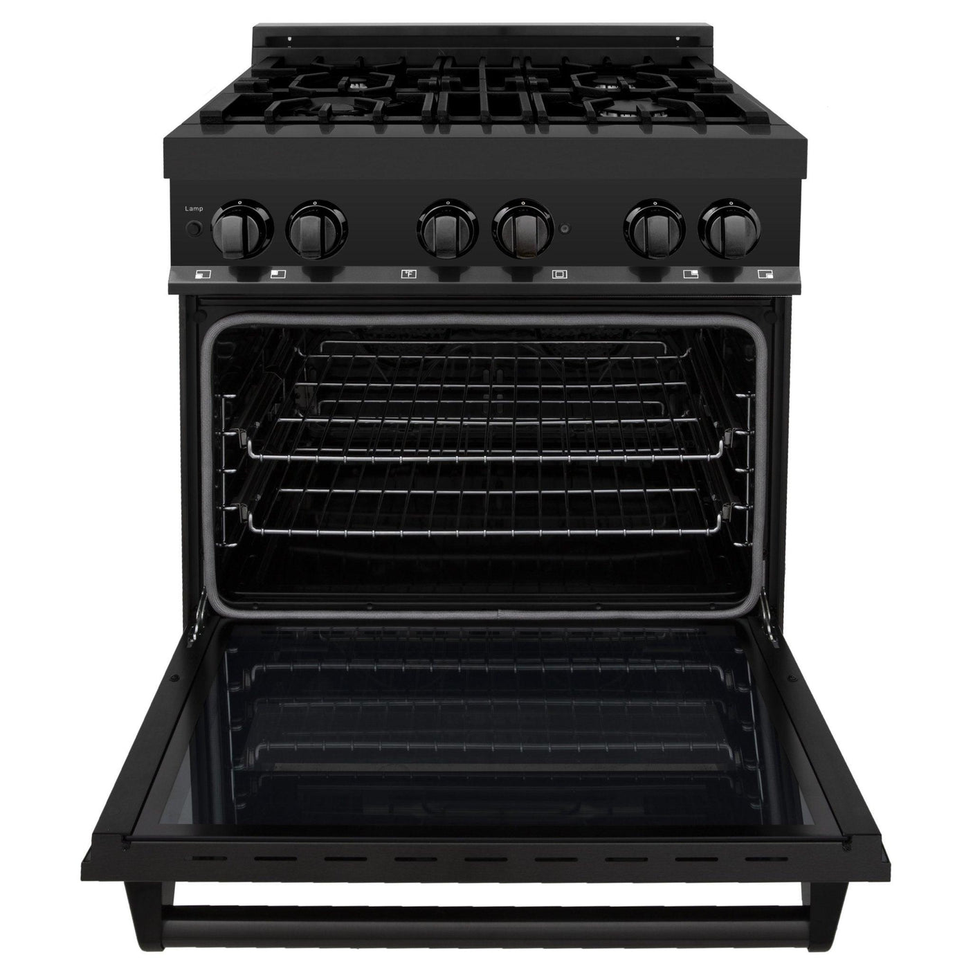 ZLINE 30 in. 4.0 cu. ft. Dual Fuel Range with Gas Stove and Electric Oven in Black Stainless Steel (RAB-30)