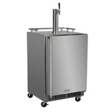 24" Outdoor Single Tap Mobile Beer Dispenser with Stainless Steel Door - Solid Stainless Steel Door With Lock, Right Hinge