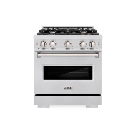 ZLINE 30 in. 4.2 cu. ft. Classic Dual Fuel Range with 4 Burner Gas Cooktop and Electric Convection Oven in DuraSnow' Stainless Steel (CDRS-30)