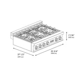 ZLINE 36" Porcelain Gas Stovetop with 6 Gas Burners and Griddle (RT-GR-36)