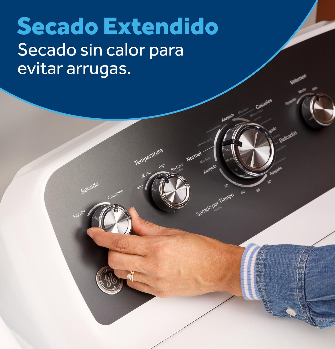 GE® 7.2 cu. ft. Capacity&#x00A0;Electric&#x00A0;Dryer&#x00A0;with Spanish Panel and Up To 120 ft. Venting&#x200B;