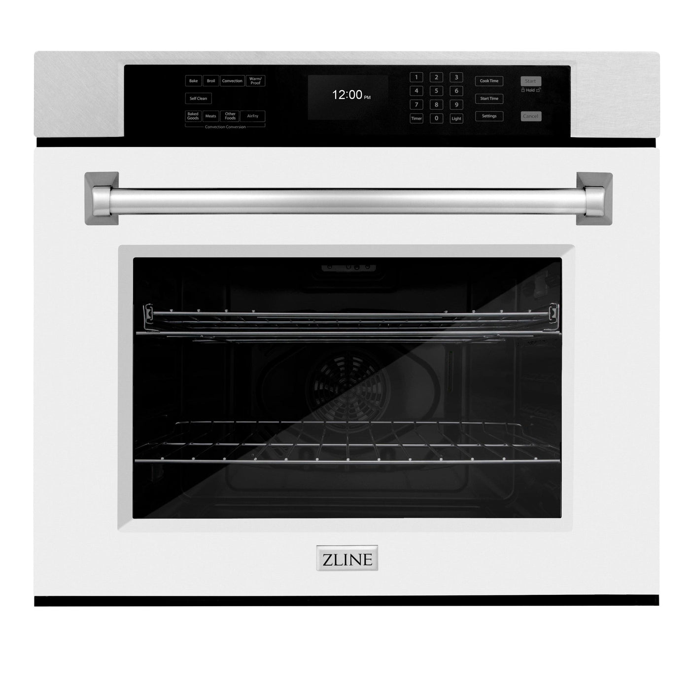 ZLINE 30 in. Professional True Convection Single Wall Oven with Air Fry and Self Clean in DuraSnow' Stainless Steel with White Matte Door (WASS-WM-30)