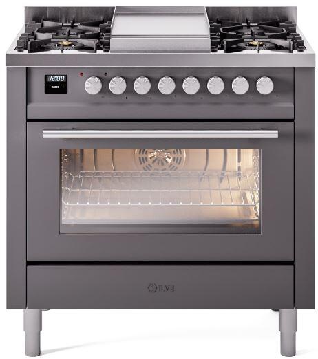 Professional Plus II 36 Inch Dual Fuel Natural Gas Freestanding Range in Matte Graphite with Trim