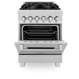 ZLINE 24 in. Professional Dual Fuel Range in DuraSnow Stainless Steel with Color Door Options (RAS-SN-24) [Color: DuraSnow]