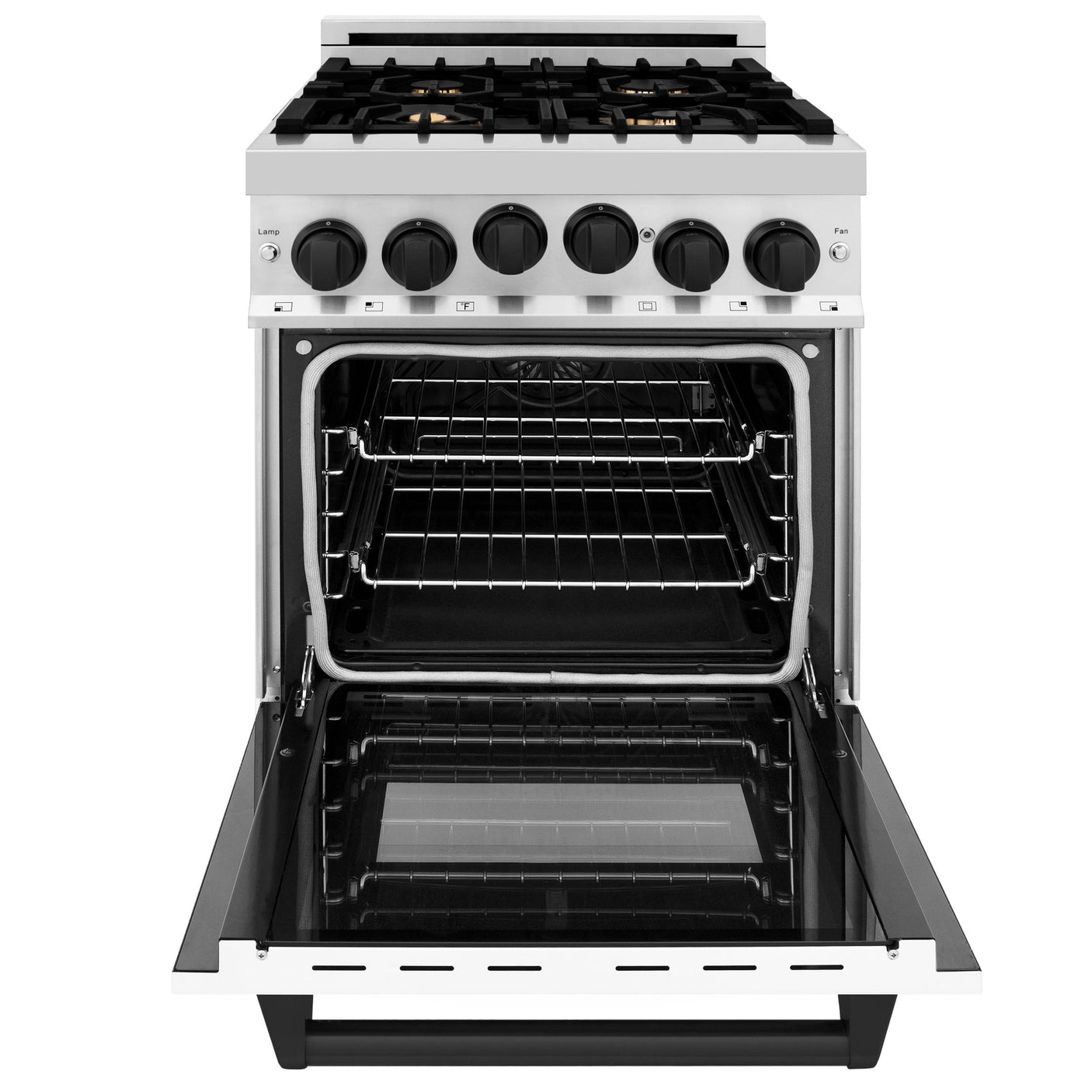 ZLINE Autograph Edition 24" 2.8 cu. ft. Range with Gas Stove and Gas Oven in Stainless Steel with White Matte Door and Matte Black Accents (RGZ-WM-24) [Color: Champagne Bronze]