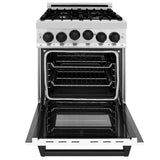 ZLINE Autograph Edition 24" 2.8 cu. ft. Range with Gas Stove and Gas Oven in Stainless Steel with White Matte Door and Matte Black Accents (RGZ-WM-24) [Color: Champagne Bronze]