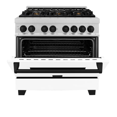 ZLINE Autograph Edition 36" 4.6 cu. ft. Dual Fuel Range with Gas Stove and Electric Oven in DuraSnow Stainless Steel with White Matte Door and Accents (RASZ-WM-36) [Color: Matte Black]