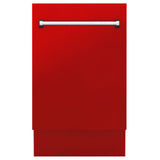 ZLINE 18" Tallac Series 3rd Rack Top Control Dishwasher with Traditional Handle, 51dBa [Color: Red Matte]