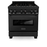 ZLINE 30 in. 4.0 cu. ft. Dual Fuel Range with Gas Stove and Electric Oven in Black Stainless Steel (RAB-BR-30)