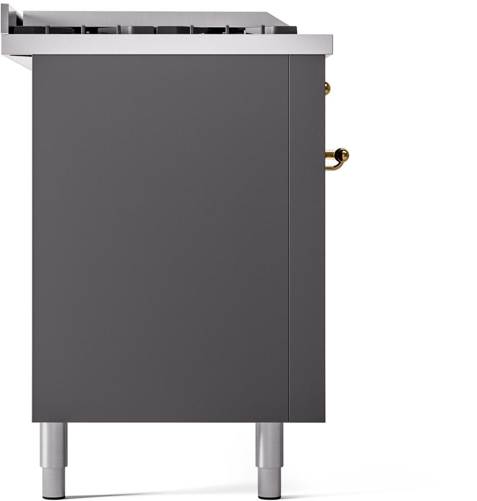 Nostalgie II 60 Inch Dual Fuel Liquid Propane Freestanding Range in Matte Graphite with Brass Trim