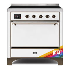 ILVE Majestic II 36 UMI09QNS3RAB Freestanding Electric Range with Induction Single Oven with Solid Door in RAL Color with Bronze knobs