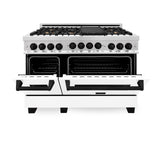 ZLINE Autograph Edition 48" 6.0 cu. ft. Range with Gas Stove and Gas Oven in Stainless Steel with White Matte Door with Accents (RGZ-WM-48) [Color: Matte Black]