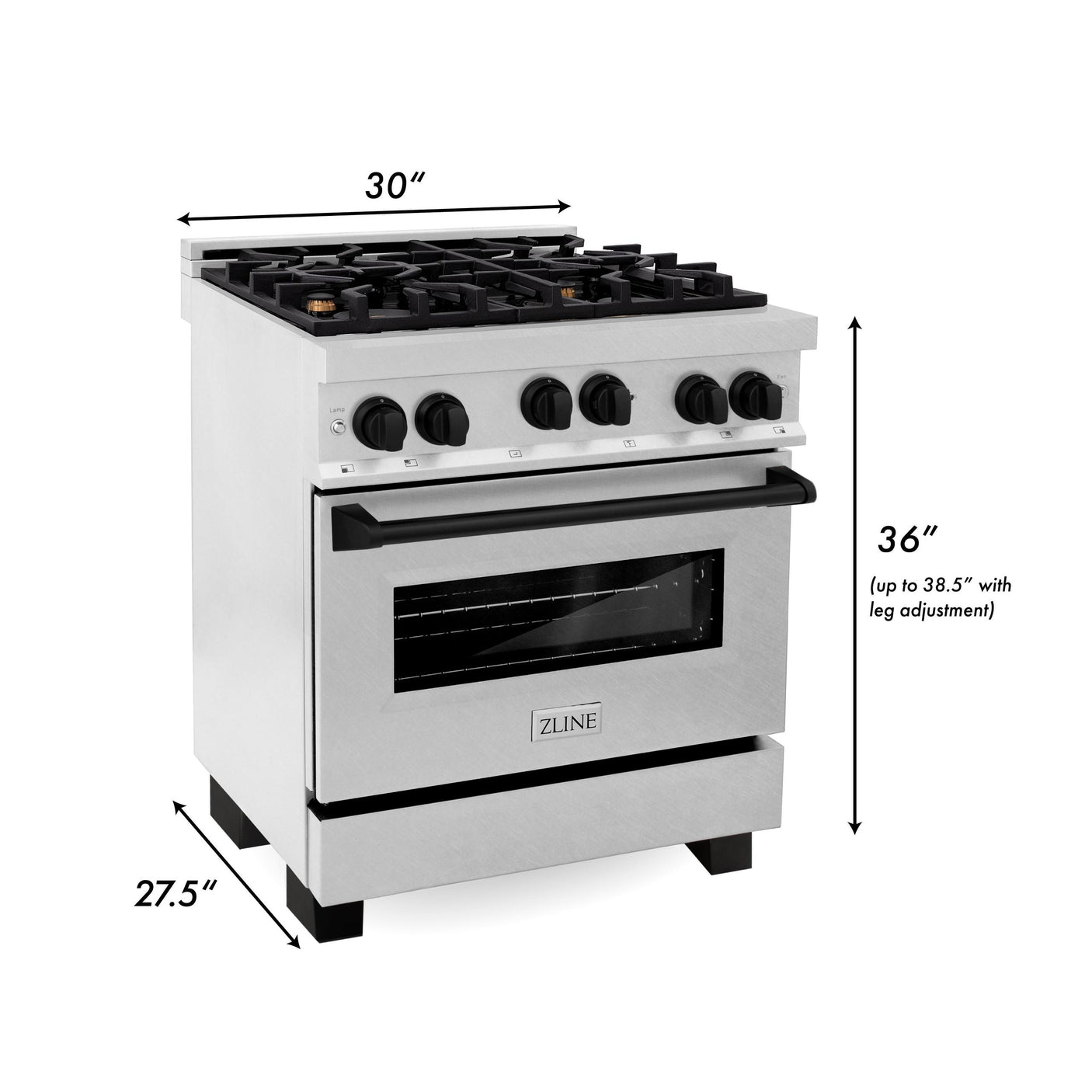 ZLINE 30" 4.0 cu. ft. Range with Gas Stove and Gas Oven in DuraSnow® Stainless Steel with Accents (RGSZ-SN-30) [Accent: Champagne Bronze]