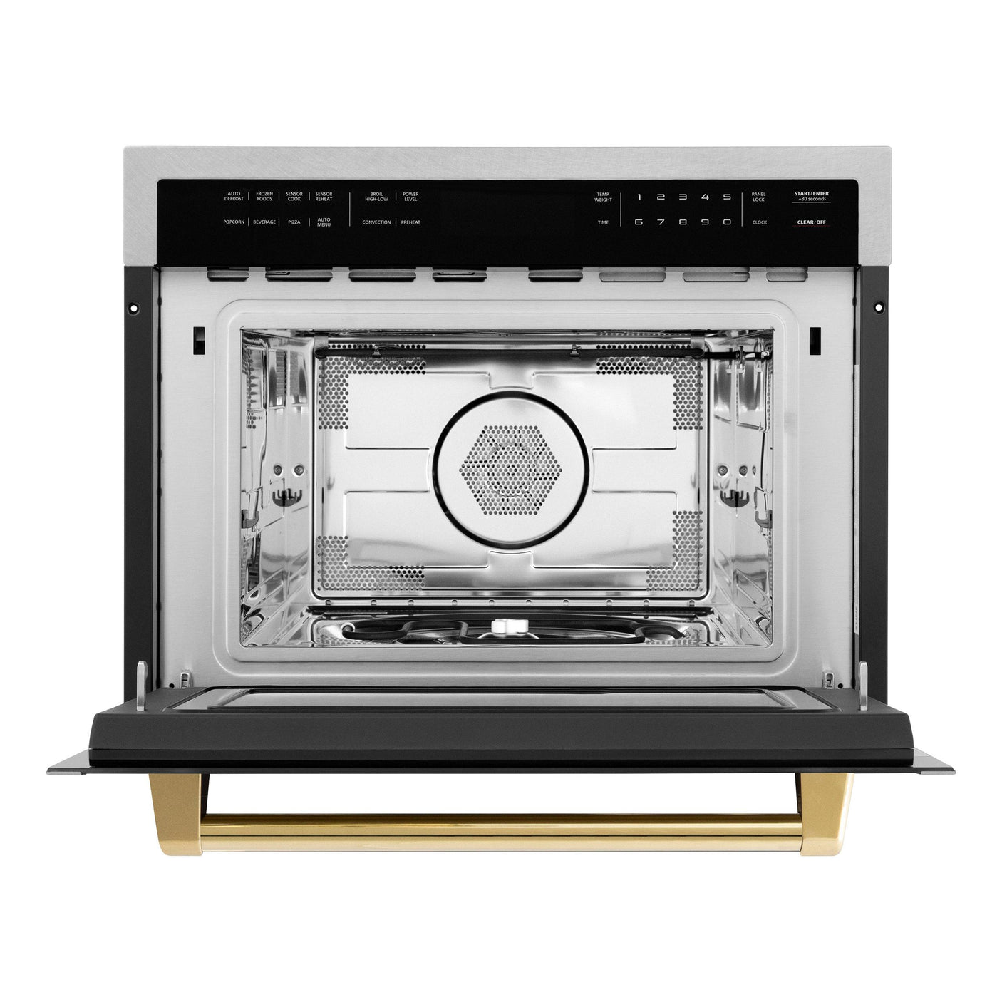 ZLINE Autograph Edition 24" 1.6 cu ft. Built-in Convection Microwave Oven in Fingerprint Resistant Stainless Steel with Polished Gold Accents (MWOZ-24-SS-G)