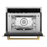 ZLINE Autograph Edition 24" 1.6 cu ft. Built-in Convection Microwave Oven in Fingerprint Resistant Stainless Steel with Polished Gold Accents (MWOZ-24-SS-G)