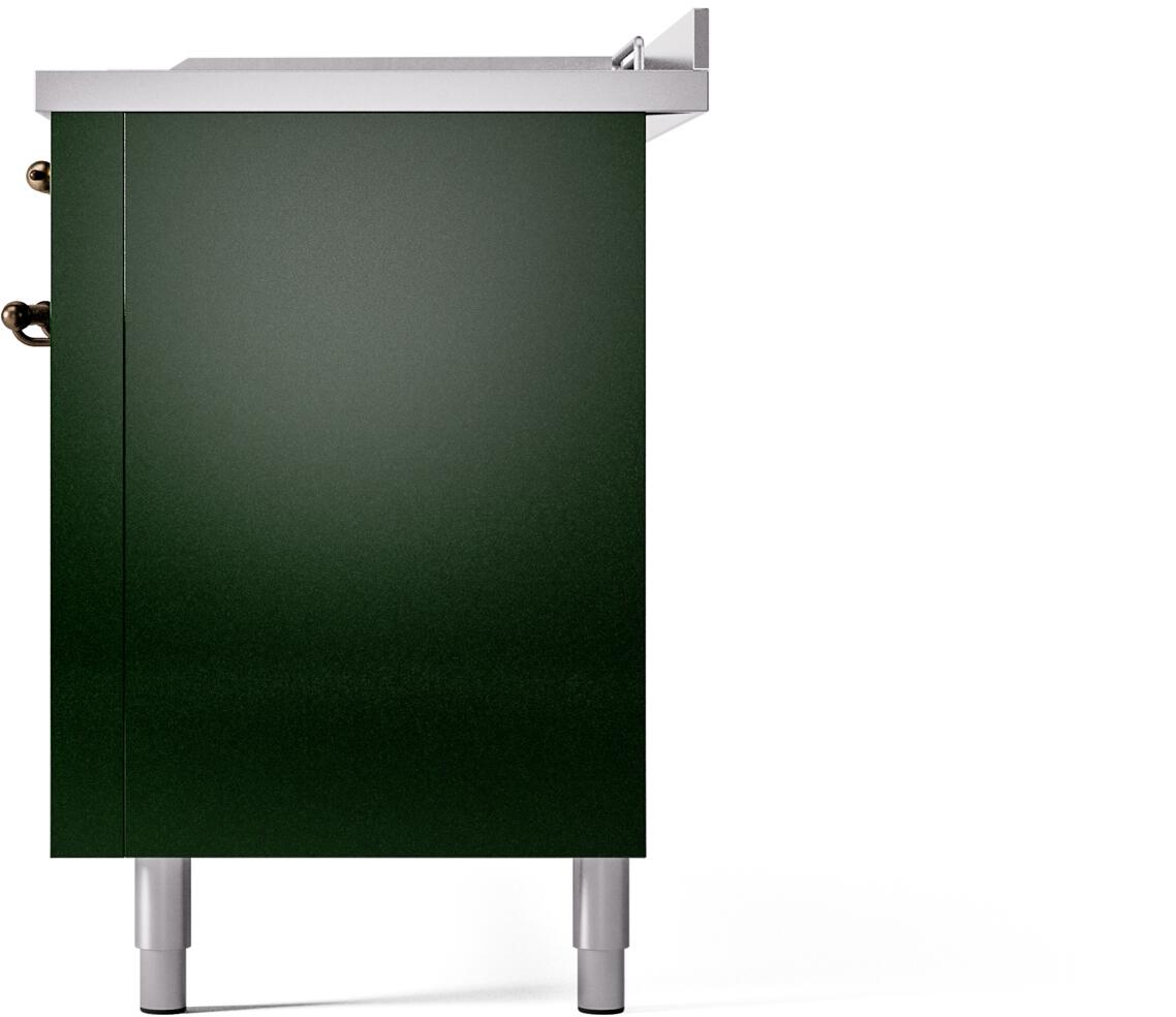 Nostalgie II 60 Inch Dual Fuel Natural Gas Freestanding Range in Emerald Green with Bronze Trim