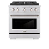 ZLINE 30 in. 4.2 cu. ft. Paramount Dual Fuel Range with Gas Cooktop and Electric Convection Oven in Stainless Steel with 4 Brass Burners (SDR-BR-30)