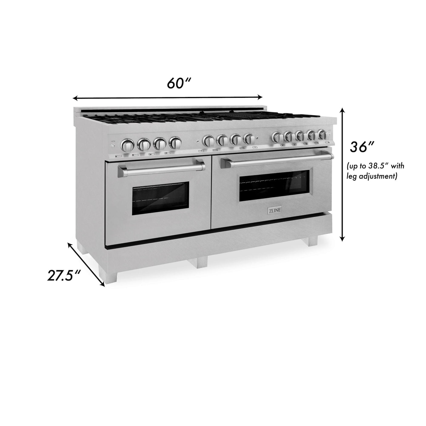 ZLINE 60 in. 7.4 cu. ft. Electric Oven and Gas Cooktop Dual Fuel Range with Griddle in Fingerprint Resistant Stainless (RAS-SN-GR-60)