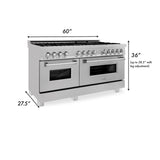 ZLINE 60 in. 7.4 cu. ft. Electric Oven and Gas Cooktop Dual Fuel Range with Griddle in Fingerprint Resistant Stainless (RAS-SN-GR-60)