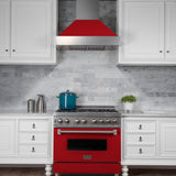 ZLINE Ducted DuraSnow Stainless Steel Range Hood with Red Matte Shell (8654RM)