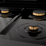 ZLINE 30 in. Porcelain Rangetop in Black Stainless with 4 Gas Burners (RTB-BR-30) with Brass Burners